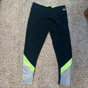pink yoga leggings! green/grey/black with sparkles